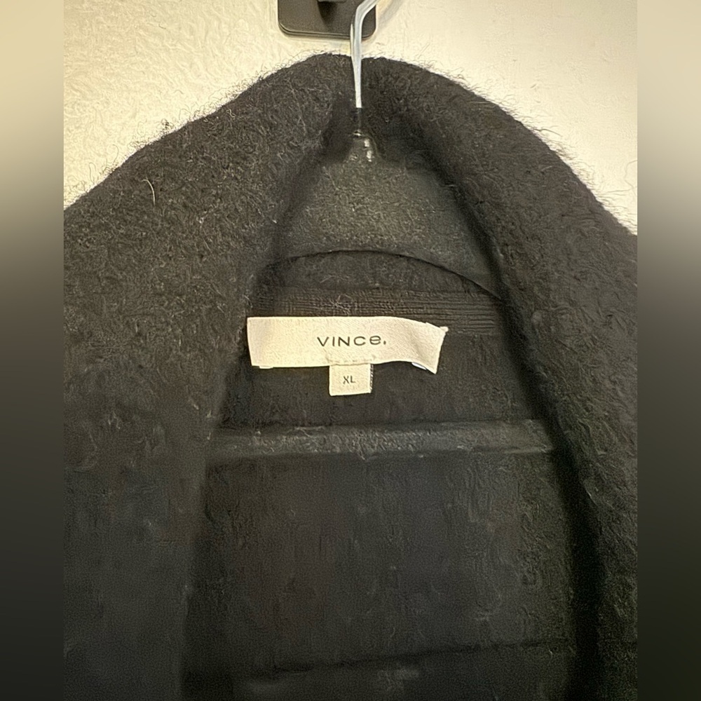 VINCE Cardigan Coat Brushed Wool Alpaca Blend Oversized Sweater Size XL Black - Picture 8 of 13